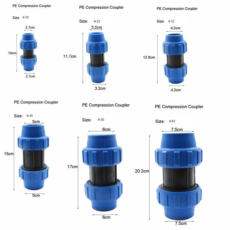 Hdpe Compression Coupler Hdpe Fittings Plastic Pp Thread Irrigation 