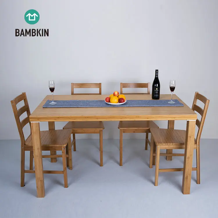 
BAMBKIN bamboo dining room furniture kitchen dining table set for 6 6 pieces rectangle dining table set 