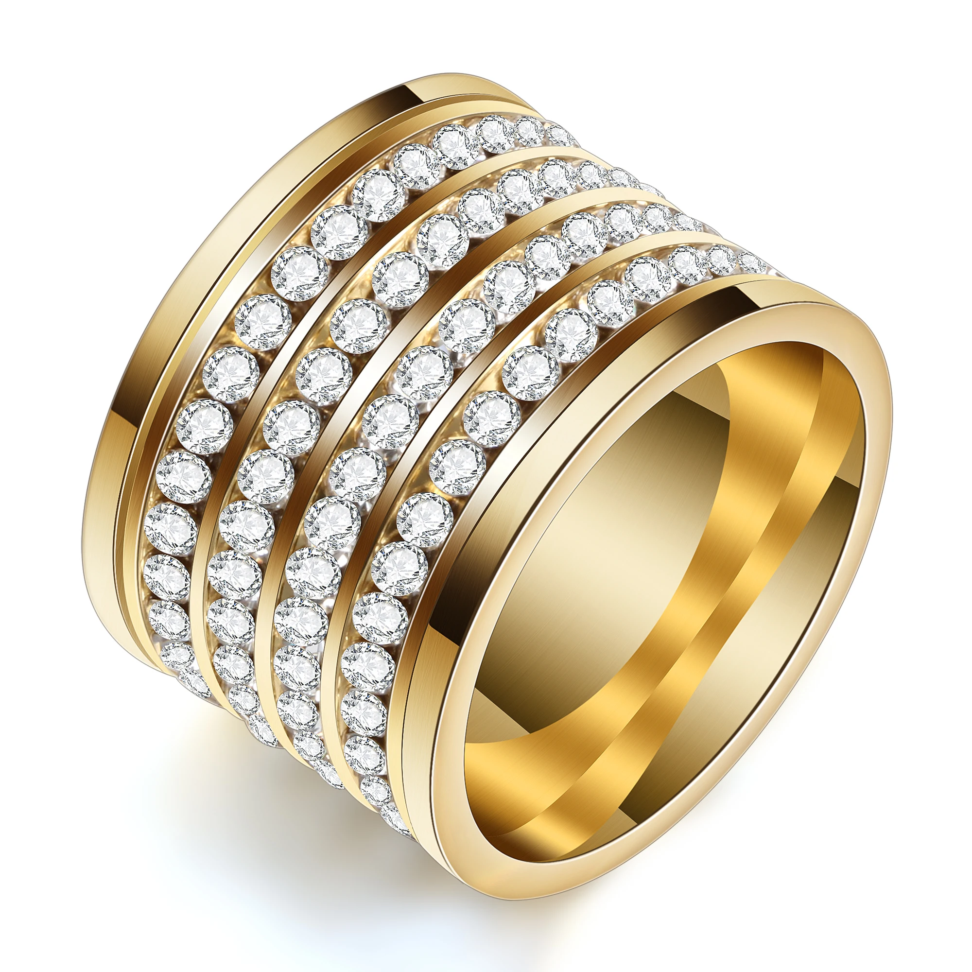 

18K Gold Plated 316L Stainless Steel Rings for women, Gold;silver