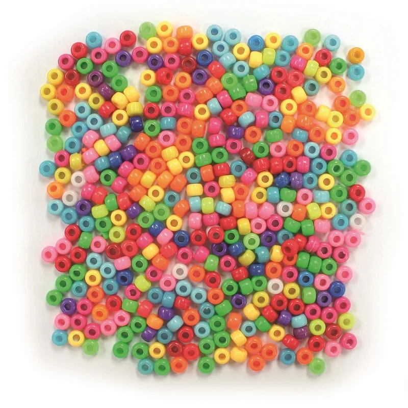 

Yiwu huaxuan wholesale supply colored plastic pony bead 6mm*9mm in stock, N/a