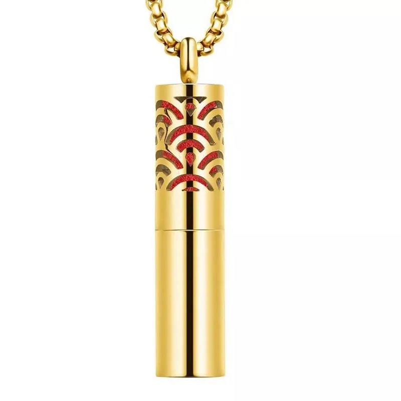 

Hot selling rose gold plated aroma diffuser essential oil necklace