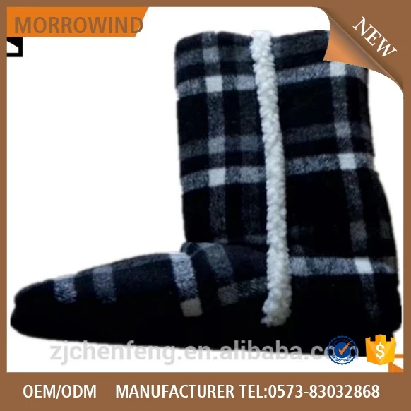 new latest mens tarten boot with fleece trim ,indoor mens rubber sole boot