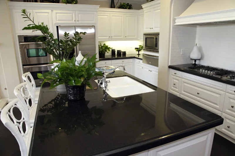 Kitchen Diamond Black Quartz Countertop Cheap Black Galaxy