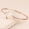 Jietao Stainless steel Jewelry Women Dainty Open Bracelet Thin Rose Gold Moon and Star Torque Bangle