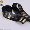 Sinicline High Quality Pretty Decorative Black color with gold logo Polyester custom satin ribbon