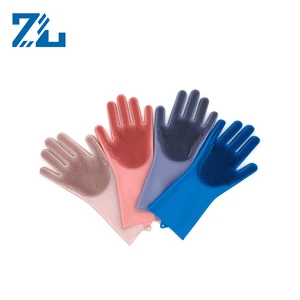 Image of Reusable Silicone Dish Washing Sponge Scrubber Gloves Cleaning Glove Heat Resistant Glove Kitchen Tool for Kitchen