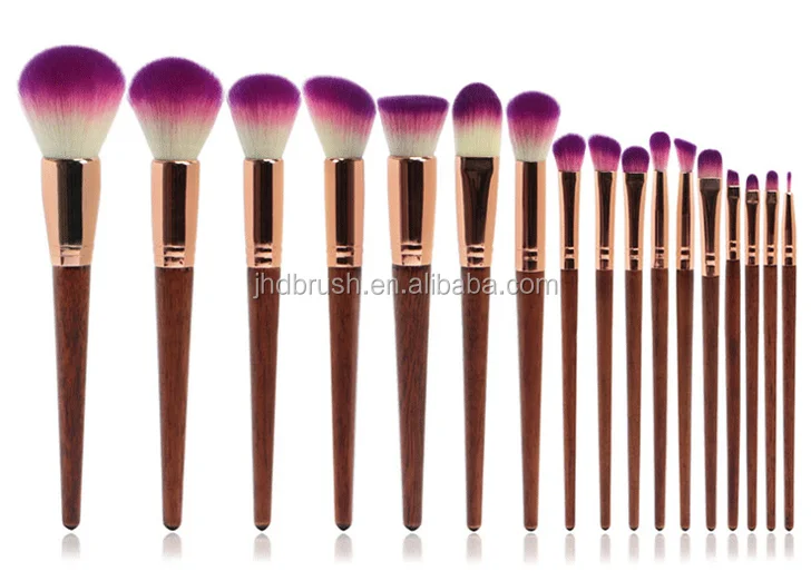 
17pcs professional wood handle cosmetic brush set with high quality 