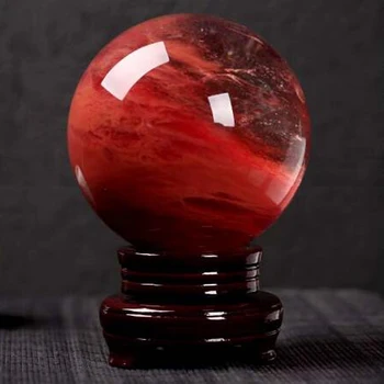 Natural Red Crystal Ball Feng Shui Crystal Decoration For Good Fortune ...