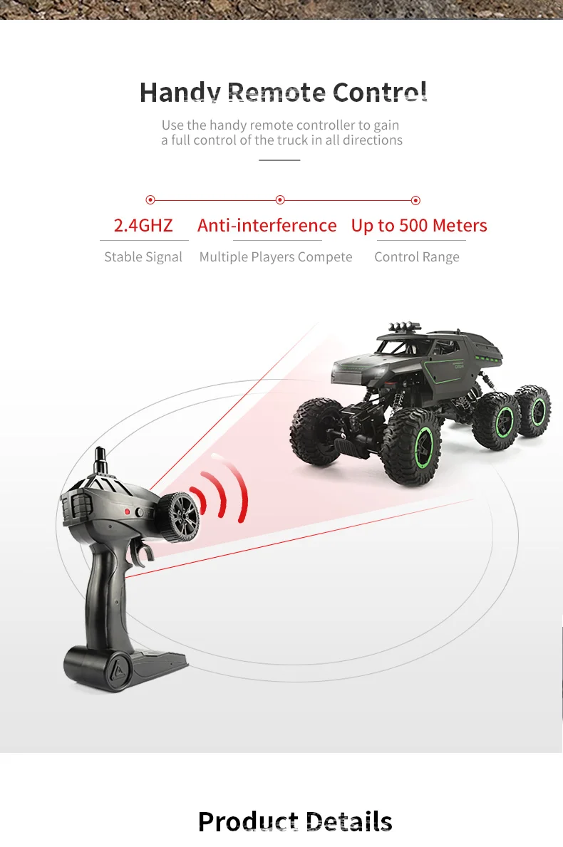 New Arrival JJRC MAX Q51 Off-road RC Car Q51A/Q51B /Q51C/Q51D 1: 12 6WD Drive Remote Control Truck High and Low Speed