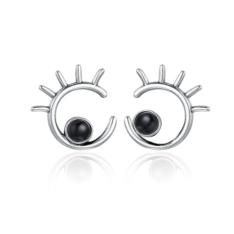 

2019 Jewelry 925 Sterling Silver Stud Earrings Cartoon Big Eye Stud Earrings Women