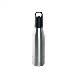 Image of stainless steel beer bottle insulator 12oz beer bottle holder double layer beer keeper with opener cap and silicone stopper