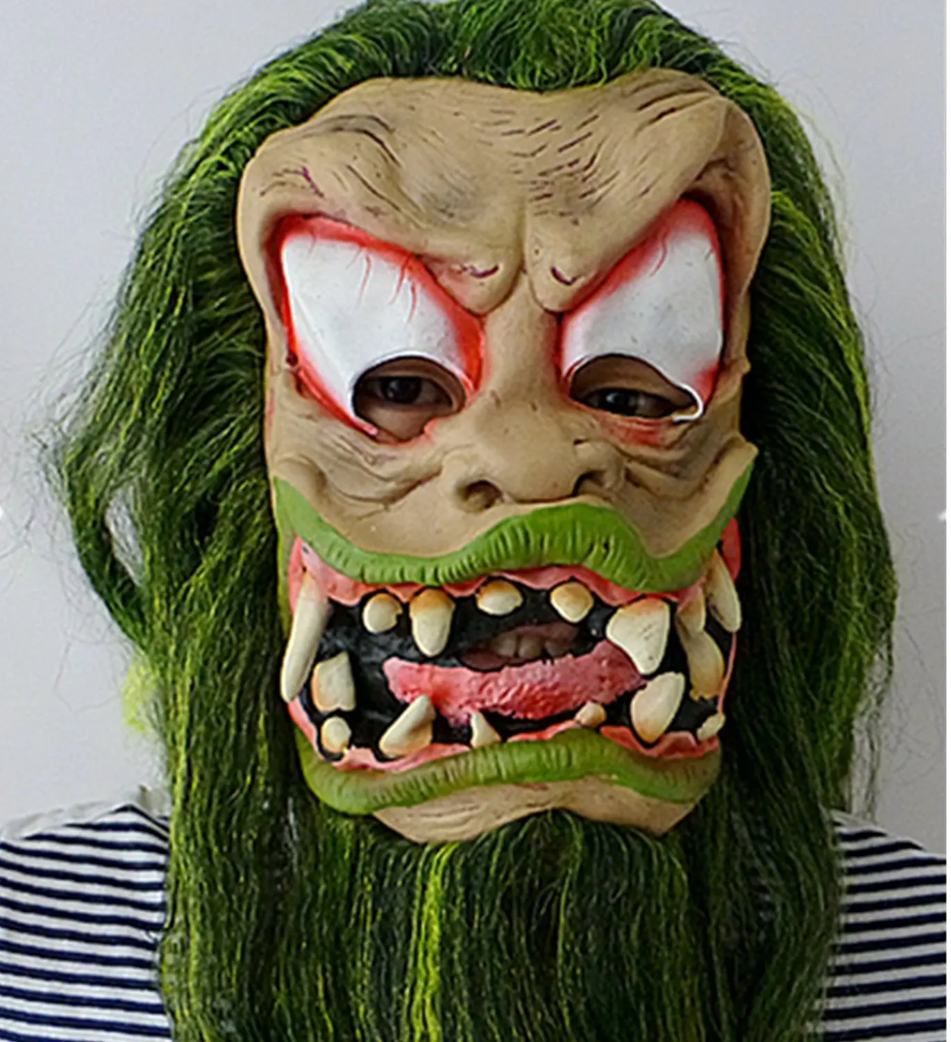 micrkrowen Halloween party cosplay mask Great grimace terror Green Monster wig