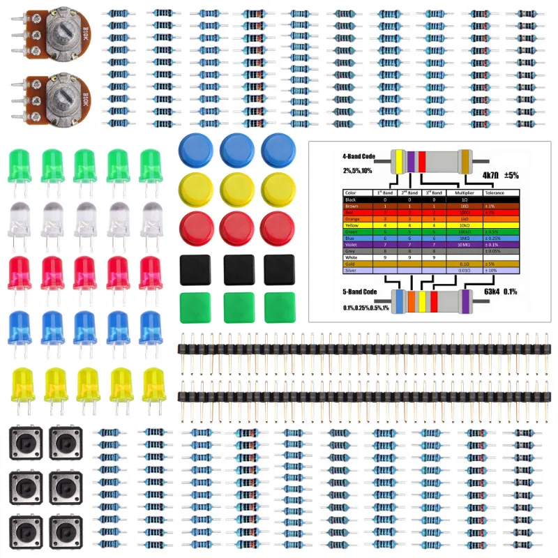Electronics component pack with resistors, LEDs, Potentiometer for Uno r3 Starter Kit