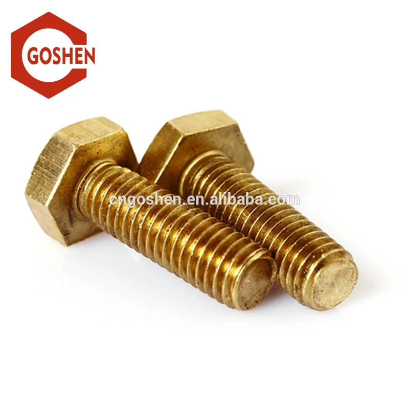 
DIN933 M3-M36 size hex Head full thread brass bolt 