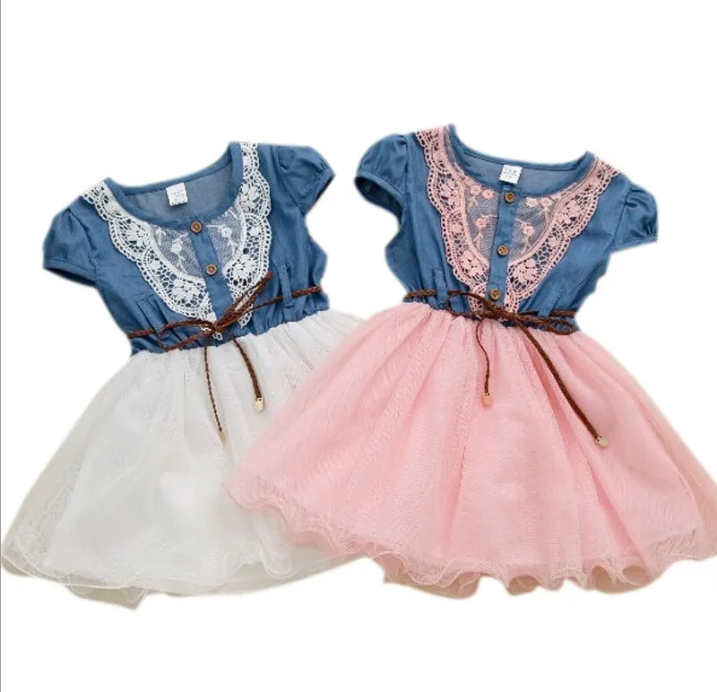 

Girls Autumn Lace Doll Collar Fashion Kids Party Wear Denim Children Girl Dress, N/a