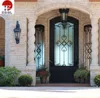 Wrought iron single entry doors side lights