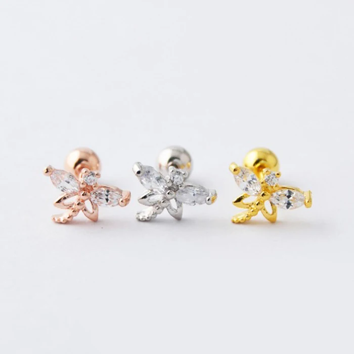 

Small MOQ Dragon Fly Sterling Silver Cheap Helix Cartilage Earrings