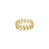 Shiny gold Mini leaf ring sterling silver leaf band ring