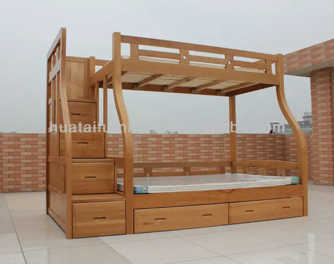 Solid Beech Wood Kids Bunk Bed Simple Mother Children Solid Wood Bunk