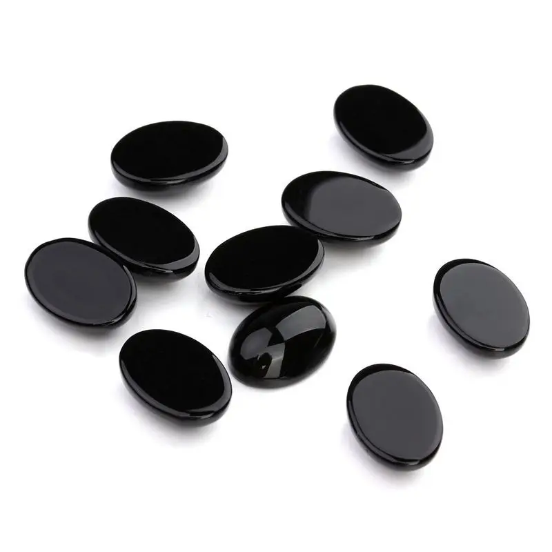 

AAA grade black agate oval gemstone black onyx cabochon