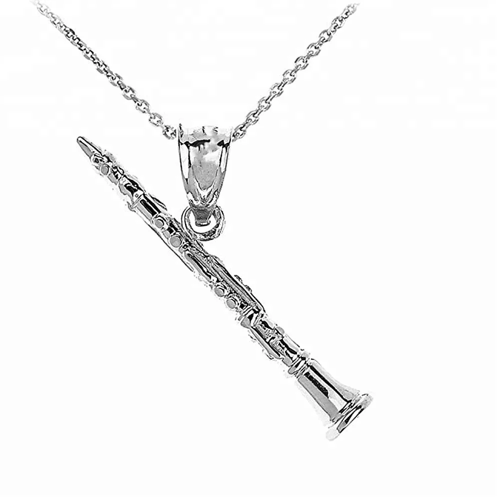 Music lover gift instruments trumpet pendant necklace zinc alloy flute charm necklace