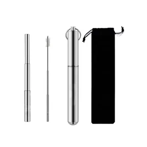 Image of Telescopic Portable food grade 304 Stainless Steel Drinking Straws