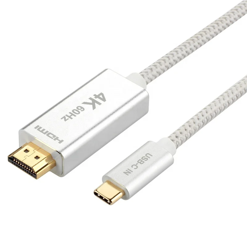 

USB Type C To HDMI Cable 4K 60Hz for ULT-unite Hot Seller Aluminium Alloy Shell Nylon Braided, Silver-white