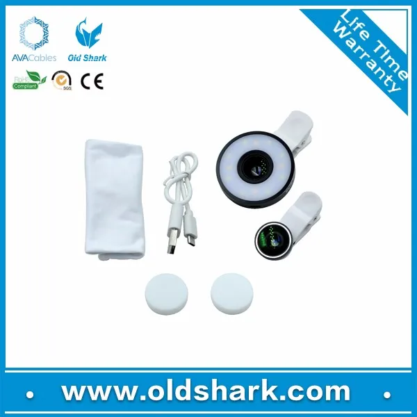 Universal 6 in 1 selfie led flash light optical cell phone camera lens for iphoneX 6 6s plus