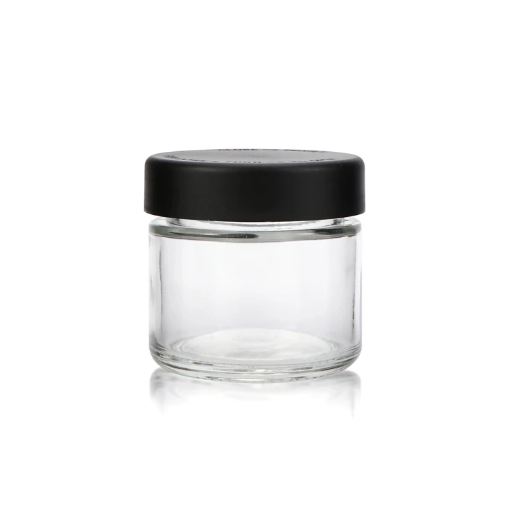 
Custom design round 1oz 2oz 3oz 4oz straight side food glass jar with child resistant lids glass jar child proof 