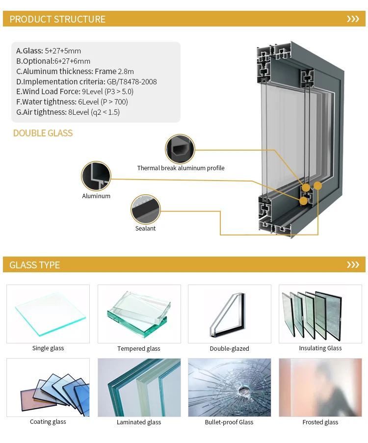 Free Sample DJYP D136Z  thermal break air tight commercial aluminum profile lift and slide main entry door for villas