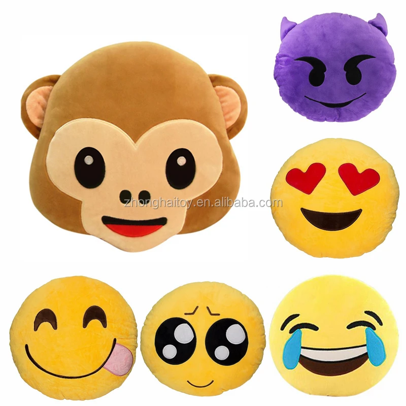 Smiley Face Emoji Pillows Soft Plush Emoticon Monkey Cushion Home