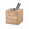 mini led clock display date and temperature with alarm and penholder ET526