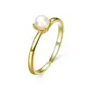 S925 silver fashion lady's real gold plating Pearl's commitment style open ring