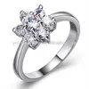 Elegant white gold plated crystal flower design wedding ring
