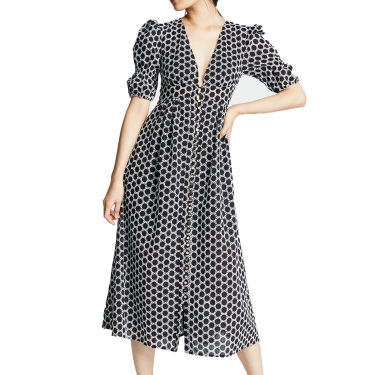 

2019 Hot selling V-neck half sleeve formal princess lady dress women, Customized