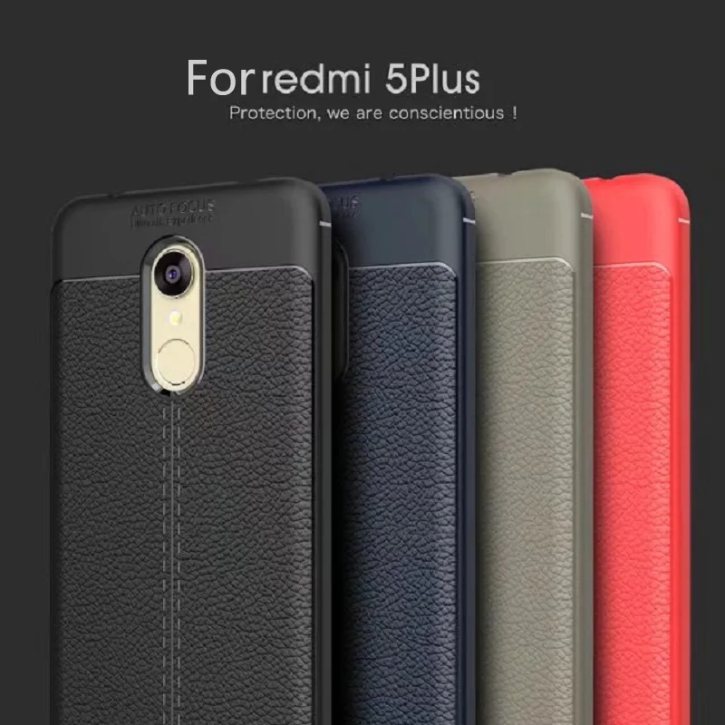 Hot Sell Litchi pattern Soft Tpu case for Xiaomi Redmi 5 Plus Cover