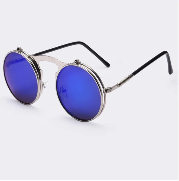 

YAJIE VINTAGE STEAMPUNK Sunglasses round Designer steam punk Metal OCULOS de sol women COATING SUNGLASSES Men Retro CIRCLE SUN, Picture