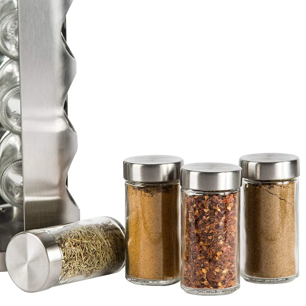 12 Piece Stainless Steel Rotating Spice Rack,Spice Containers And