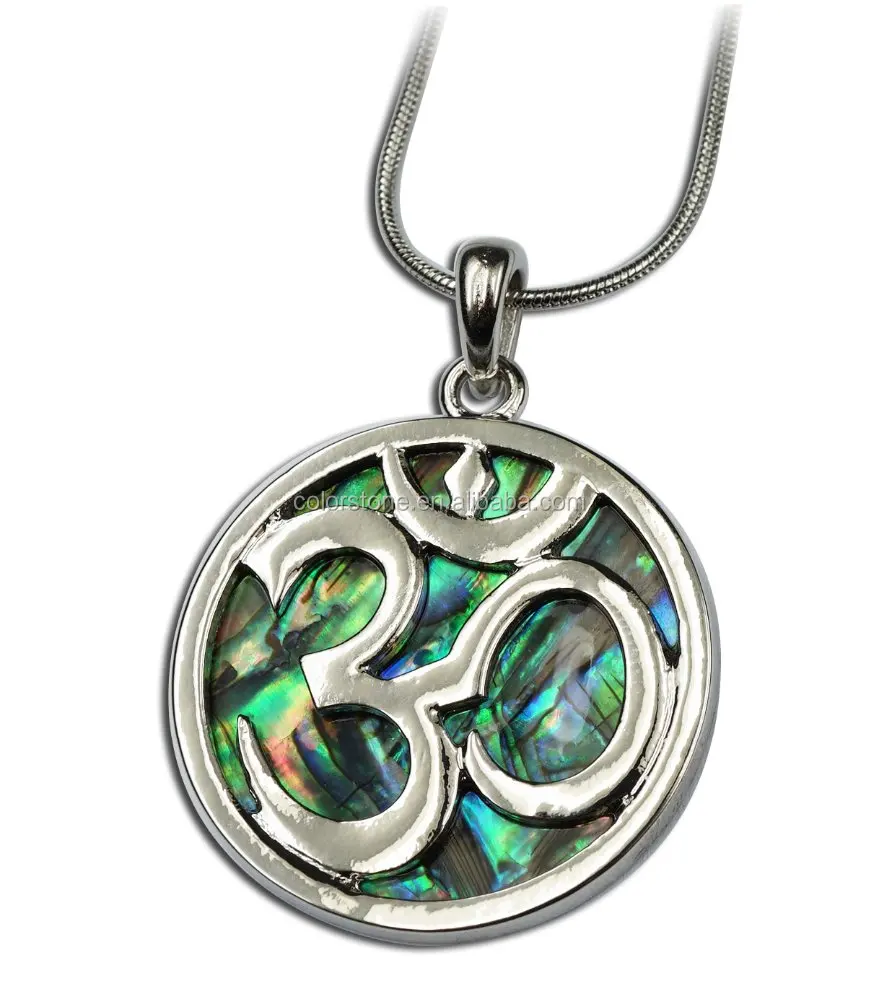 Silver Om Ohm Necklace Round Symbol Yoga Jewelry Pendant Silver Om Ohm Necklace Round Symbol Yoga Jewelry Pendant