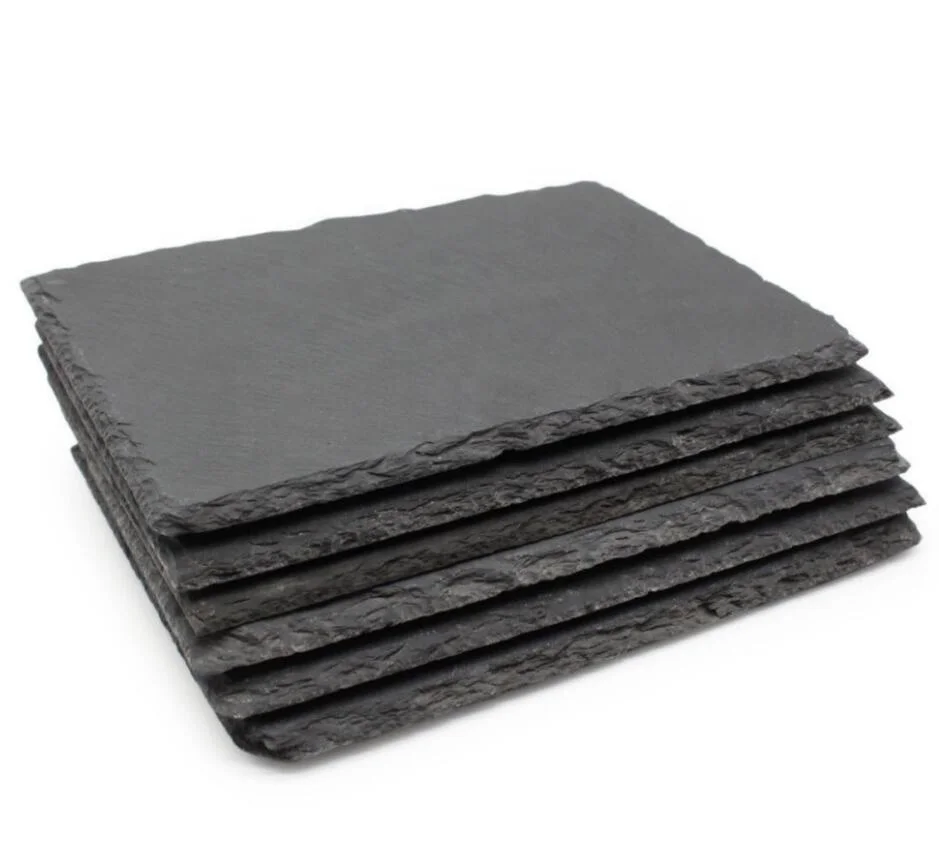 natural stone black slate dishes serve  plates