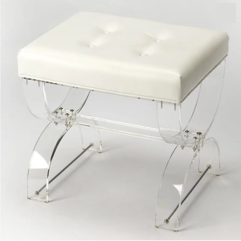 Clear Transparent Acrylic Lucite Vanity Shower Bench For Bathroom