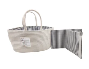 Image of KUYUE baby rope diaper caddy organizer toy storage bin diaper bag three inner compartments for organization