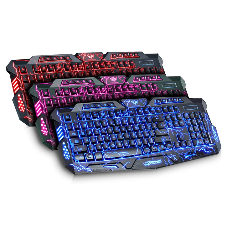 Wired USB Backlight Multimedia PC Gamer Keyboard 3 Colors Led Illuminated