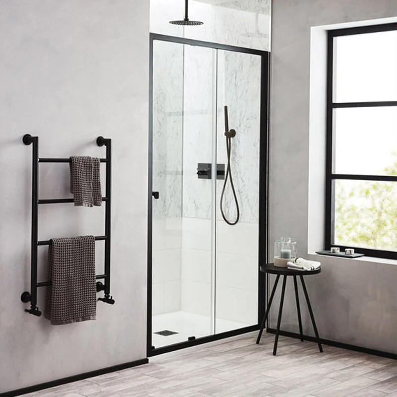 High quality bathroom enclosure  bathtub glass sliding door black shower screen
