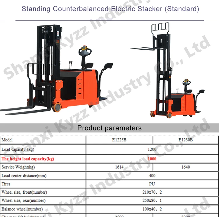 E1225b E1230b 1 Ton Standing Counter Balanced Electric Stacker Fork ...