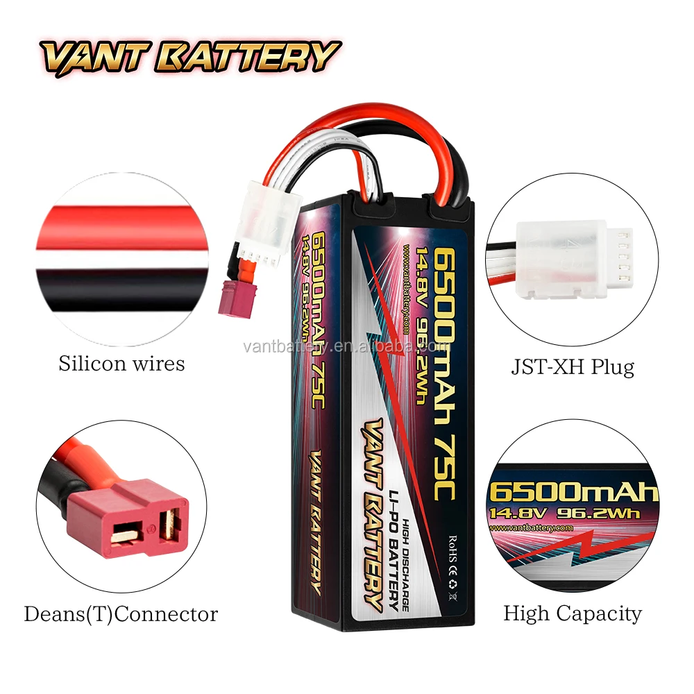 Rc Lipo Battery 4s 4cell 14.8v 6500mah 75c Hardcase Lipo Battery Pack W