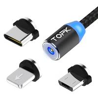 

TOPK AM23 1M LED Nylon Braided 3 in 1 Magnetic USB Charging Cable