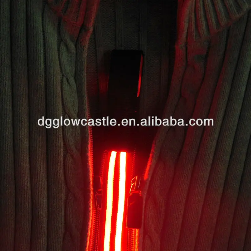 Custom Double Light Shiny Led Glowing Zipper Waterproof Plastic