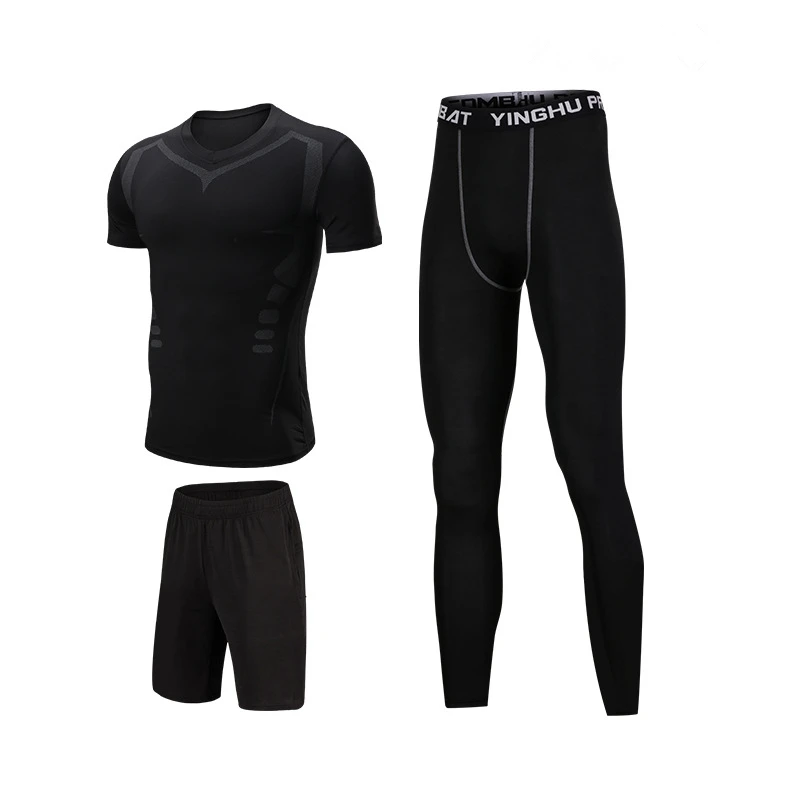 

Wholesale 3 - piece Set Gym Training Active Wear Men, Gray black green