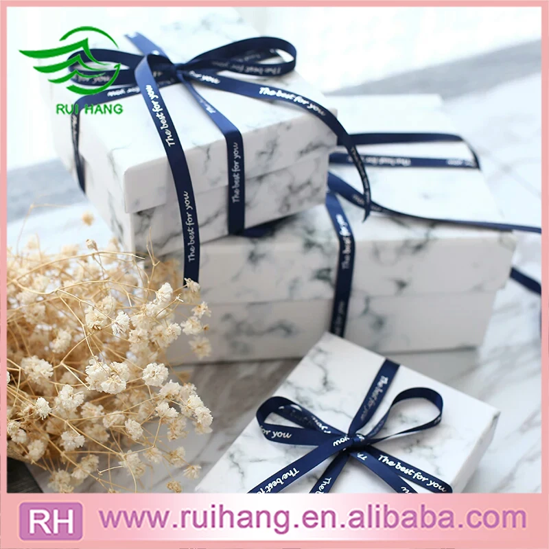 Beautiful Custom White Marble Print Gift Box For Jewelry Flowers